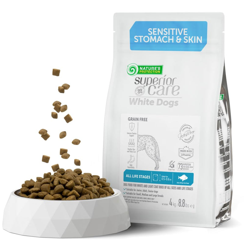 Natures Protection Superior Care Nourriture Sèche Sans Grains pour Chiens - Nourriture Santé pour Chiens de Tous Âges - Nourriture pour Chiens Super Premium Équilibrée - 1 Paquet de 8.8lb Saveur Poisson
