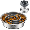 Dual-Use Dog Bowl in Stainless Steel with Slow Feeder Insert